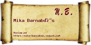 Mika Barnabás névjegykártya